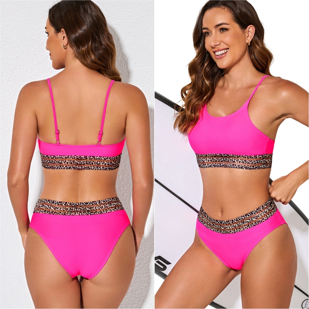 Leopard Contrast Bikini Set - Picture 2 of 11